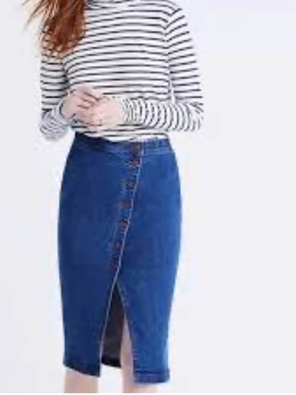 Madewell Denim Button-Front Pencil Asymmetrical Skirt Size 26